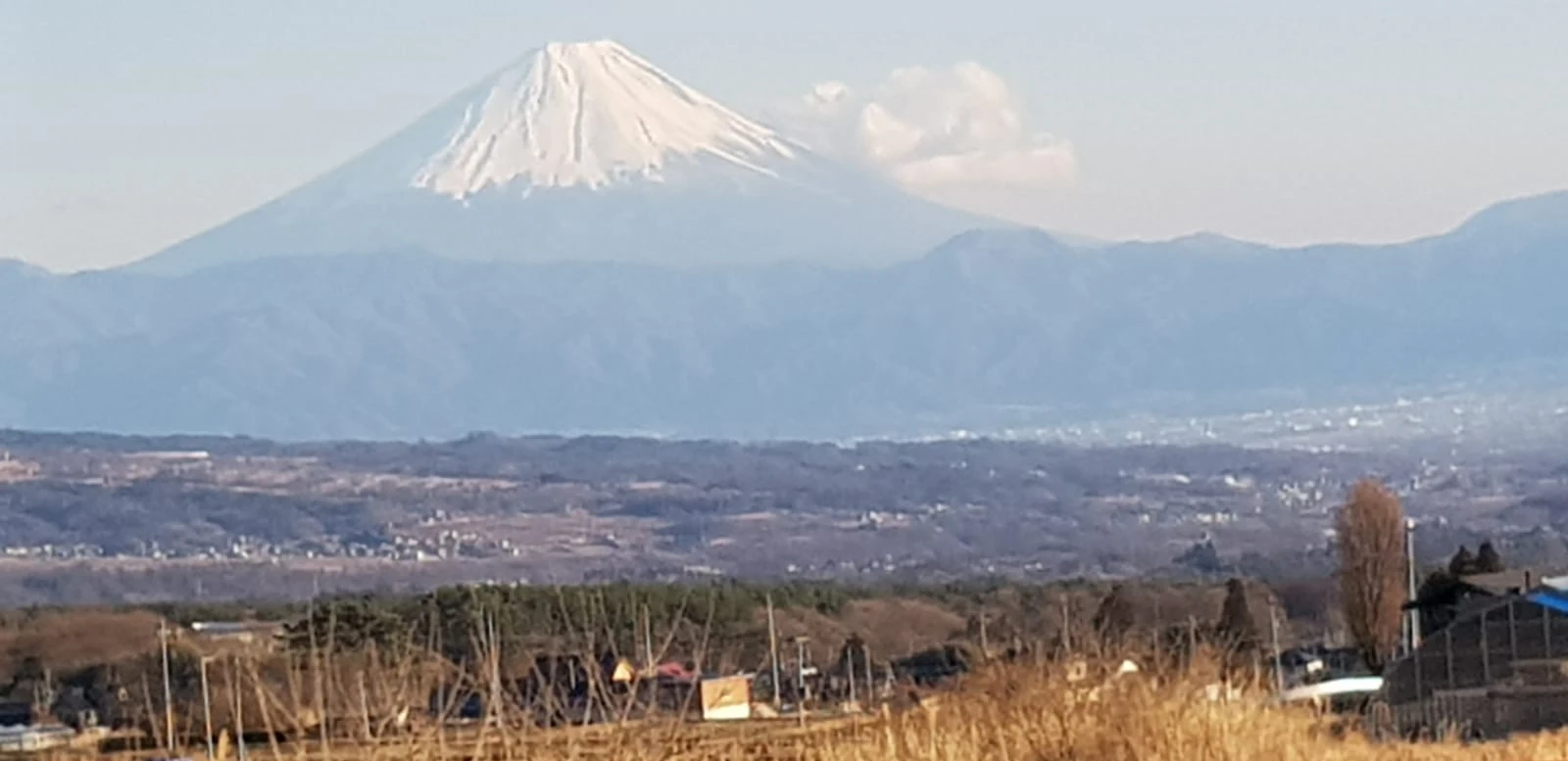 Mount Fuji over the Yamanashi countryside, from the 2019 site research
